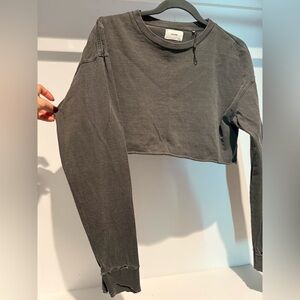NWOT Joah Brown Long Sleeve Distressed Crop Top